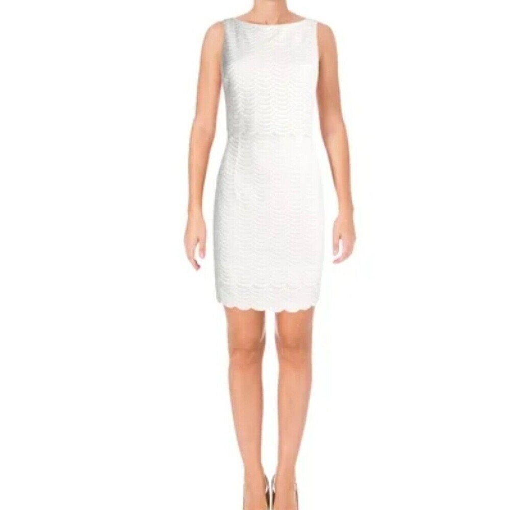 Womens‎ Ivory Lace Cocktail Mini Dress L 14 New Wedding Neutral American Living